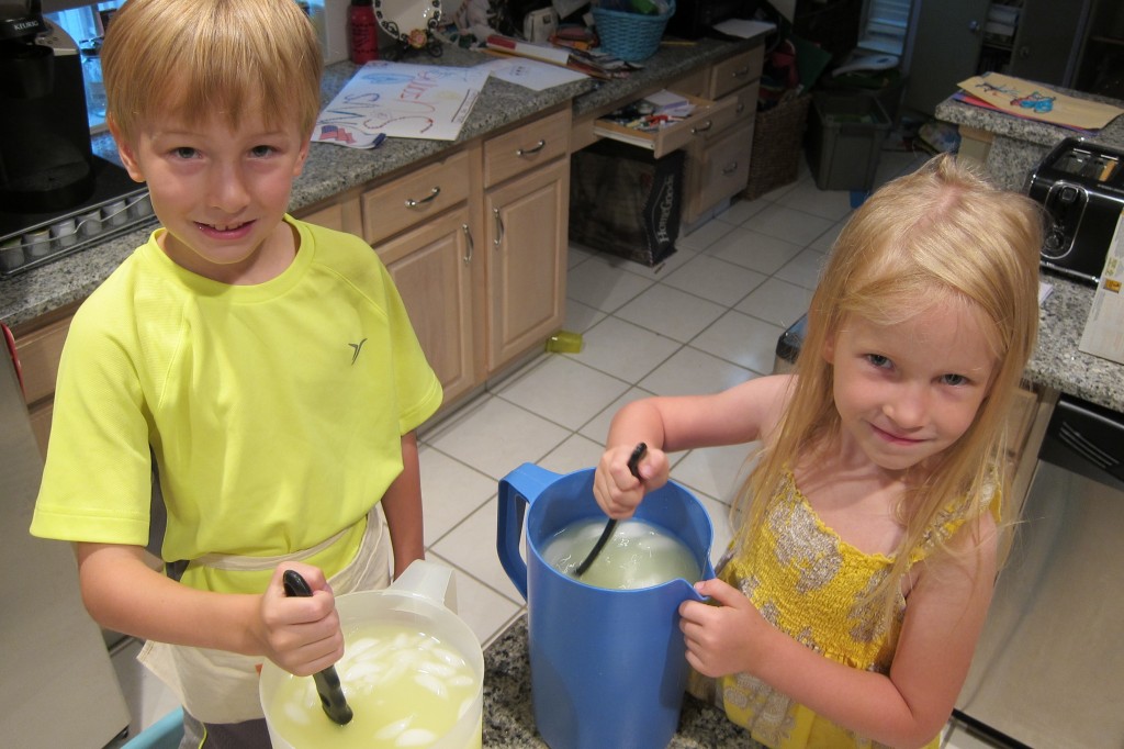 stirring lemonade